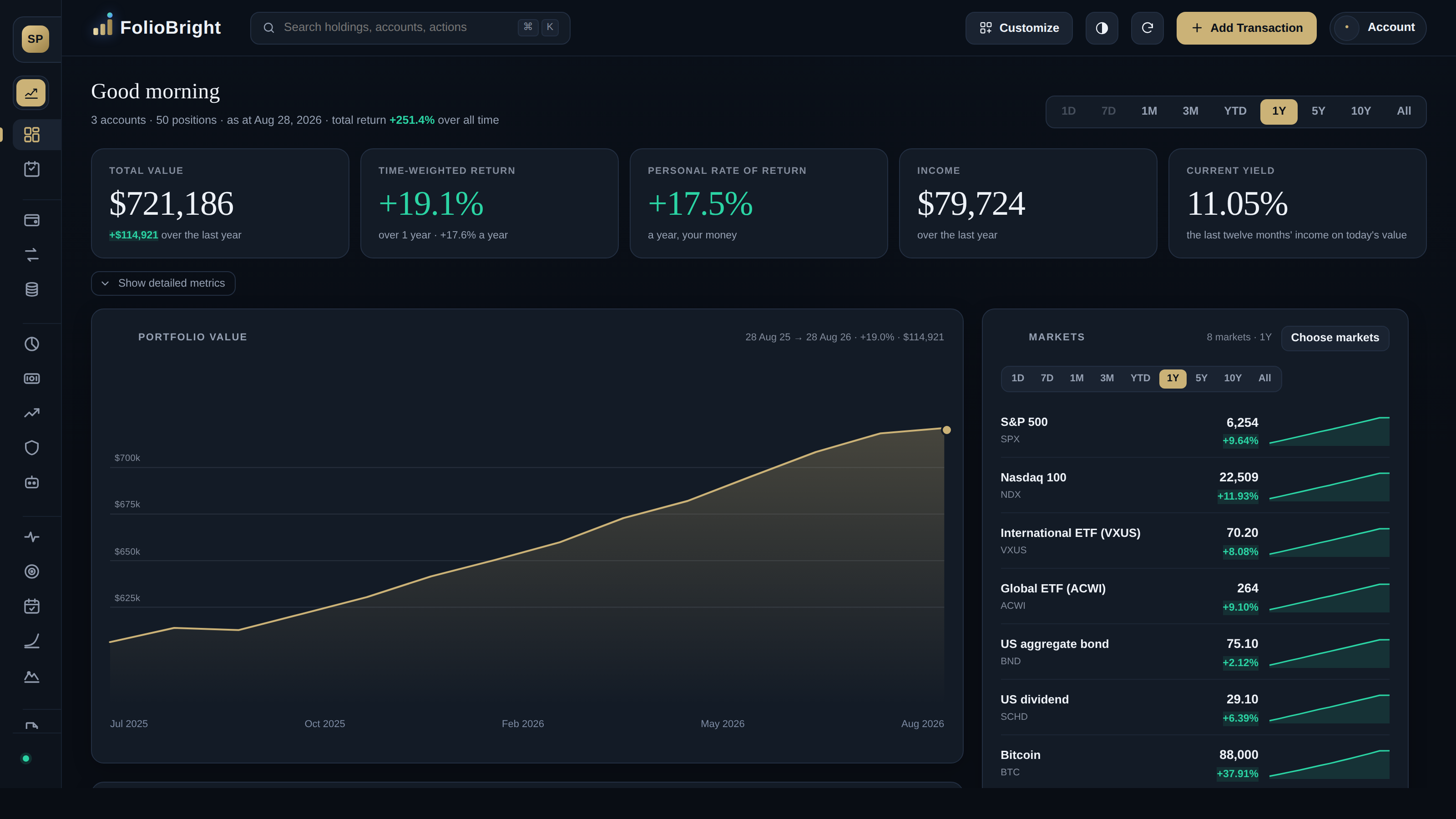 FolioBright dashboard